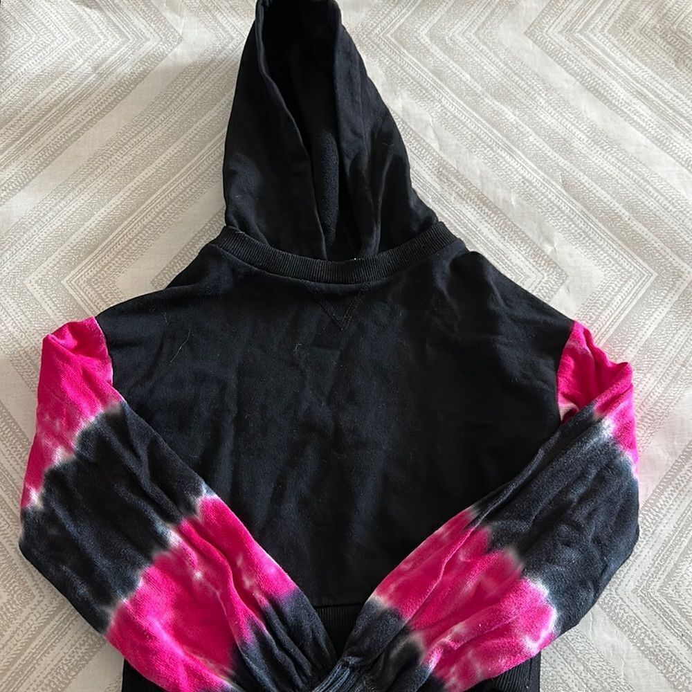 Central Park West Kid Girls Hooded Tie Dye Arm Sweatshirt